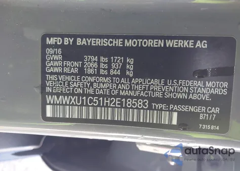 2017 Mini Hardtop Cooper из США, поврежденный, VIN WMWXU1C51H2E18583